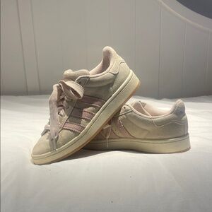 Pink and light pink Adidas campus